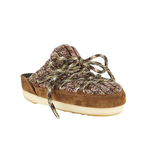 NEW MOON BOOT women's full moon wool mules in sigaro - Picture 2 of 4